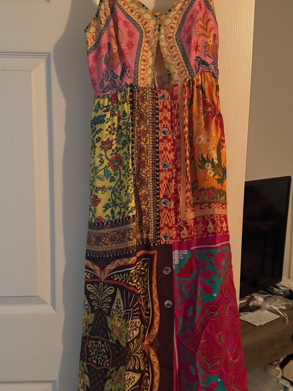FARM Rio Vibrant Multi-Color Patchwork Maxi Dress